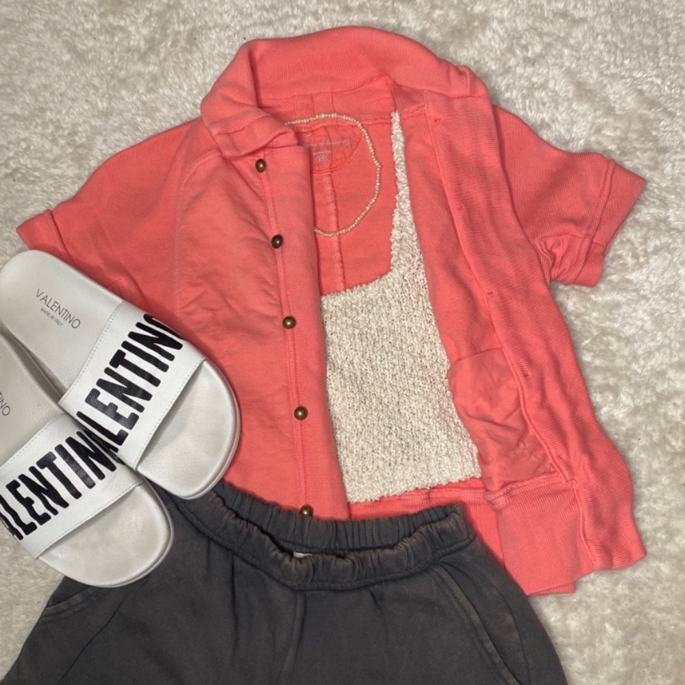 RARE Y2K Citizens Of Humanity Coral Collared Button Up & Zip Up Top